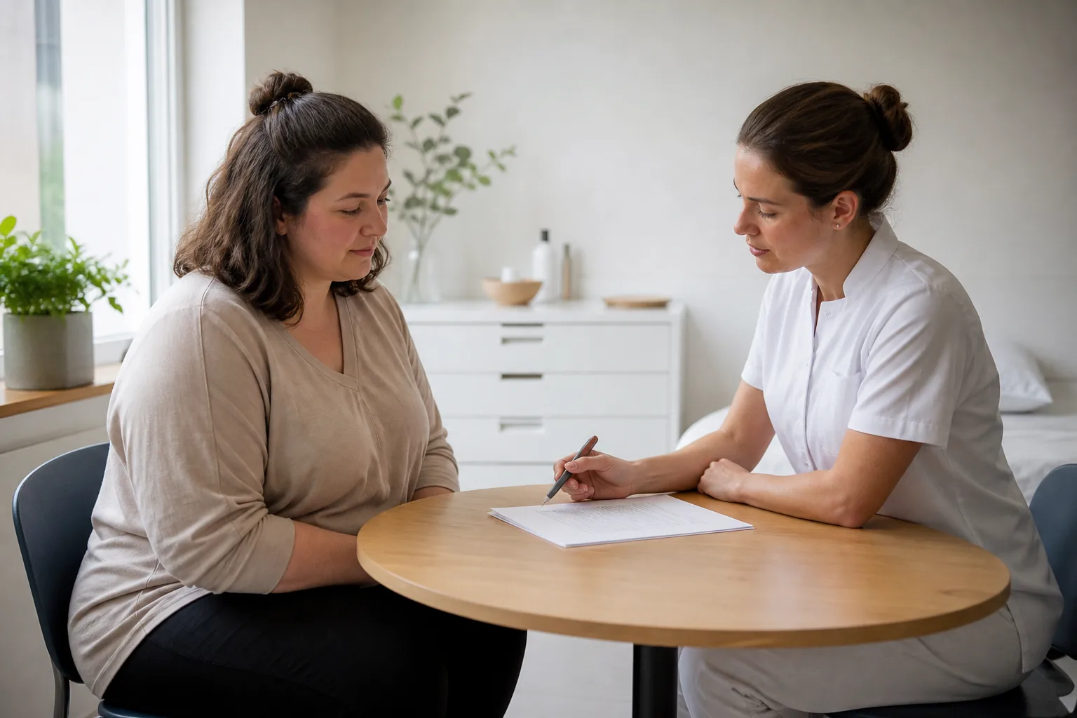 Virkelighedsnær dansk hverdagssituation, der illustrerer BMI for voksne kvinder